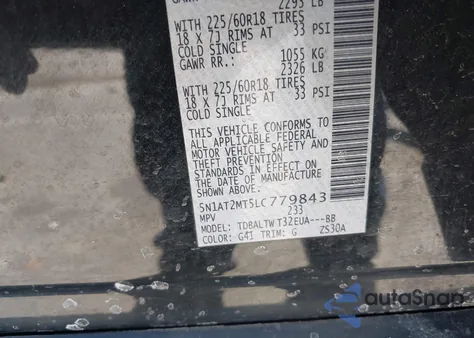 2020 Nissan Rogue Sv Fwd z USA, uszkodzony, nr VIN 5N1AT2MT5LC779843